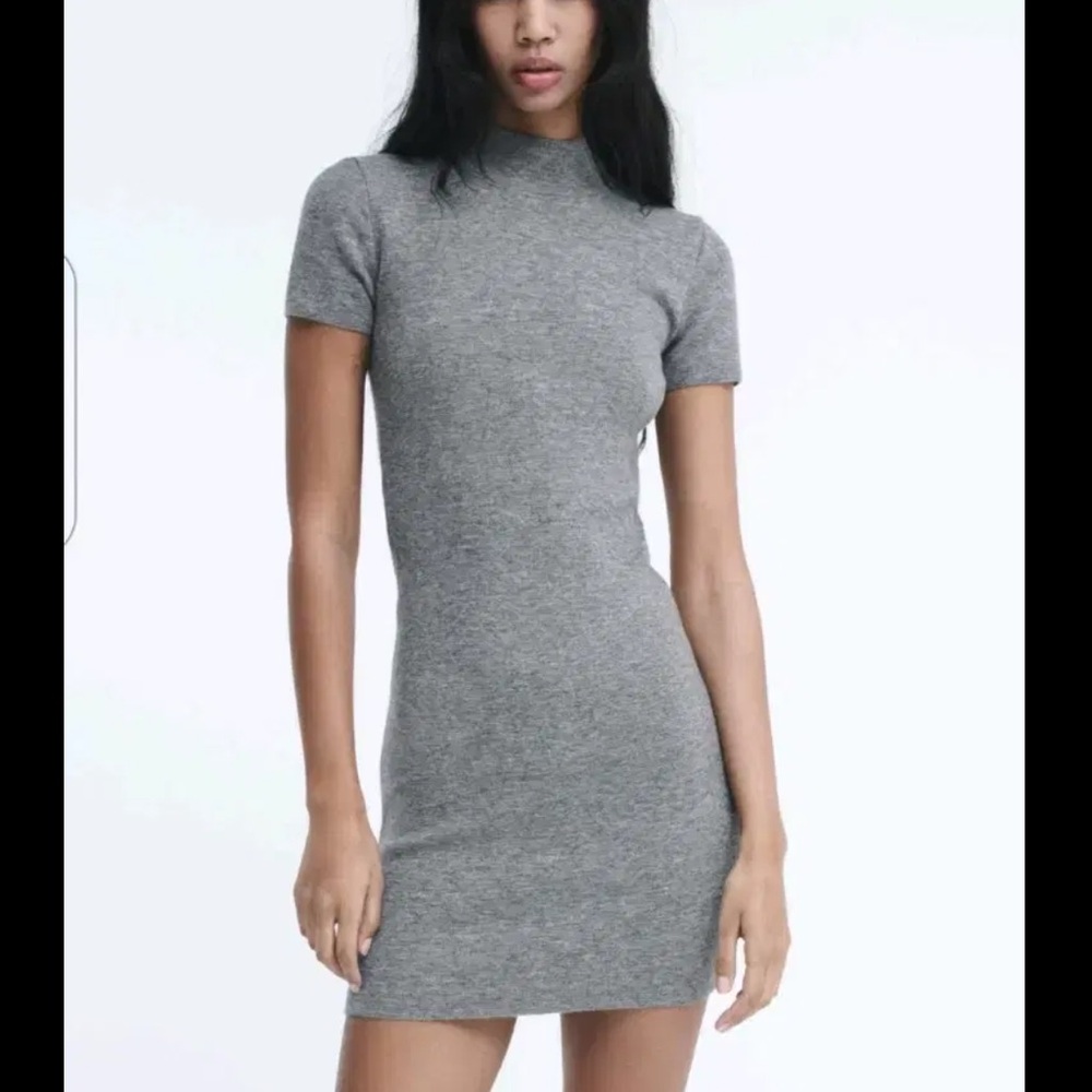 Zara Gray Short Sleeve Knit Dress (Size S)